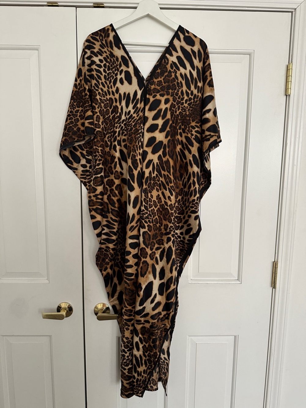 Natori Leopard Print Caftan Dress L